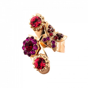 Inel placat cu Aur roz de 24K, cu cristale Swarovski, FireFly | 7063-2140RG-Rosu-7502