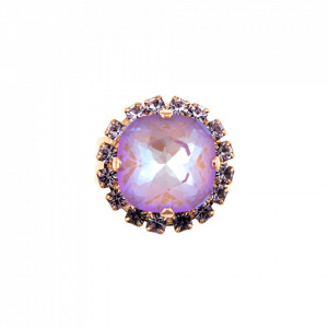 Inel placat cu Aur roz de 24K, cu cristale Swarovski, Lavender | 7080/4-1910RG-Multicolor-8052