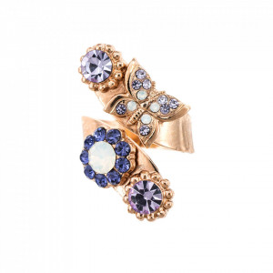 Inel placat cu Aur roz de 24K, cu cristale Swarovski, Purple Rain | 7063-1062RG-Mov-602