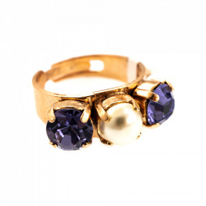 Inel placat cu Aur roz de 24K, cu cristale Swarovski, Romance | 7535/1-539139RG