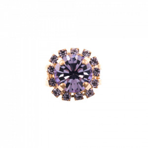 Inel placat cu Aur roz de 24K, cu cristale Swarovski, Violet - Colors | 7137/1-371371RG-Mov-8312