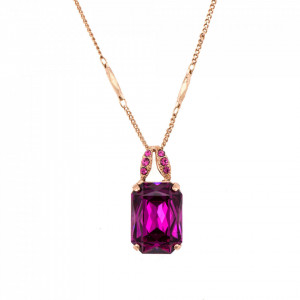 Pandantiv cu lant placat cu Aur roz de 24K, cu cristale originale, Take my Breath Away | 5625-502209RG