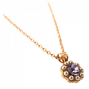 Pandantiv cu lant placat cu Aur roz de 24K, cu cristale Swarovski, Romance | 5035/1-139-10RG-Multicolor-6822