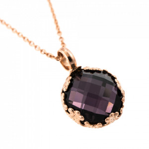 Pandantiv cu lant placat cu Aur roz de 24K, cu cristale Swarovski, Bohemian Rhapsody | 5323/2-204ARG-Mov-7352