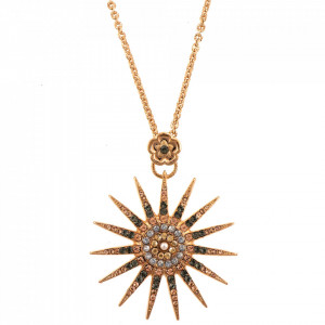 Pandantiv cu lant placat cu Aur roz de 24K, cu cristale Swarovski, Earl Grey | 5030-1132RG