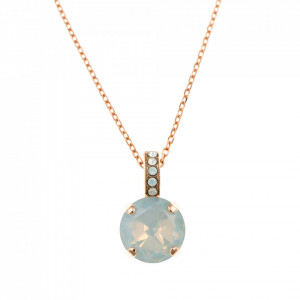 Pandantiv cu lant placat cu Aur roz de 24K, cu cristale Swarovski, October Lucky Birthstone | 5056-234234RG-Alb-6362