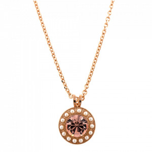 Pandantiv cu lant placat cu Aur roz de 24K, cu cristale Swarovski, Romance | 5129/1-139-10RG-Multicolor-6472