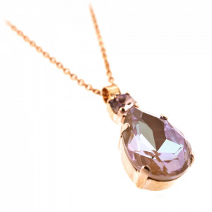 Pandantiv cu lant placat cu Aur roz de 24K, cu cristale Swarovski, Cappuccino DeLite | 5044/30-212148RG-Multicolor-6832