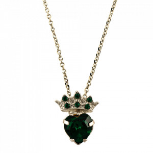 Pandantiv cu lant placat cu rodiu, cu cristale Swarovski, Emerald | 5543-205RO-Verde-6982