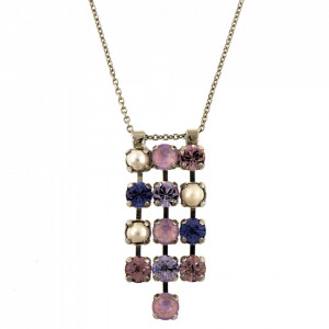 Pandantiv cu lant placat cu rodiu, cu cristale Swarovski, Romance | 5430/3-139-10RO-Multicolor-6942
