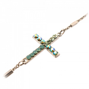 Bratara placata cu Argint 925, cu cristale Swarovski, Fern | 4520-2143SP-Verde-1603
