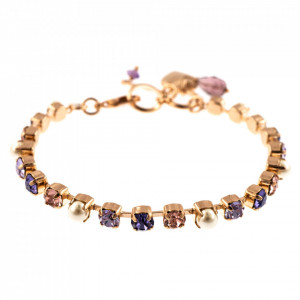 Bratara placata cu Aur roz de 24K, cu cristale Swarovski, Romance | 4000-139-10RG-Multicolor-1113