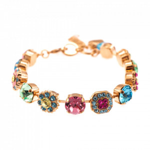 Bratara placata cu Aur roz de 24K, cu cristale Swarovski, Spring Flowers | 4245/3-2141RG-Multicolor-1453