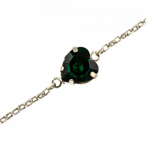 Bratara placata cu rodiu, cu cristale Swarovski, Emerald | 4100/2-205RO-Verde-1393