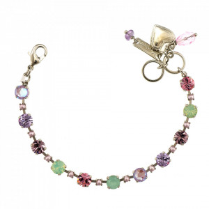 Bratara placata cu rodiu, cu cristale Swarovski, Lavender | 4173/6-1910RO-Multicolor-1003