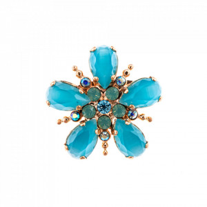 Brosa placata cu Aur roz de 24K, cu cristale Swarovski, Sapphire Sky | 2405-267RG-Verde-1233
