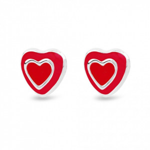 Cercei Argint 925 pentru copii, Heart in the Heart-Rosu-8303