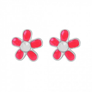 Cercei Argint 925 pentru copii, Little Pink Pearl Flower-Roz-8283