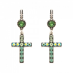 Cercei placati cu Argint 925, cu cristale Swarovski, Fern | 1247-2143SP6-Verde-5603
