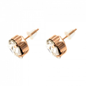 Cercei placati cu Aur roz de 24K, cu cristale Swarovski, Aura | 1100/2-001RG2-Transparent-2143