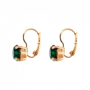 Cercei placati cu Aur roz de 24K, cu cristale Swarovski, Emerald | 1440-205RG6-Verde-6093