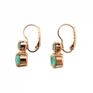 Cercei placati cu Aur roz de 24K, cu cristale Swarovski, Fern | 1190-2143RG6-Verde-5763