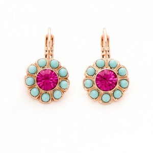Cercei placati cu Aur roz de 24K, cu cristale originale, Happy Days | 1131-1037RG6