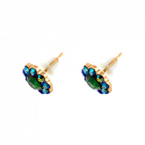 Cercei placati cu Aur roz de 24K, cu cristale Swarovski, Julia | 1379-3322RG2-Verde/Albastru-9173