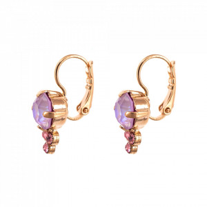 Cercei placati cu Aur roz de 24K, cu cristale Swarovski, Lavender | 1010-1910RG6-Multicolor-1713