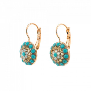 Cercei placati cu Aur roz de 24K, cu cristale Swarovski, Sapphire Sky | 1141-807RG6-Multicolor-2253