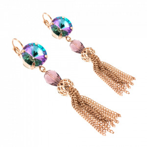 Cercei placati cu Aur roz de 24K, cu cristale Swarovski, Bohemian Rhapsody | 1423/5-1107RG6-Mov-6033