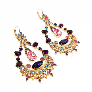 Cercei placati cu Aur roz de 24K, cu cristale Swarovski, Cotton Candy - The Sweet Life | 1422-144RG6-Multicolor-5993