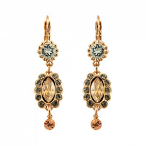 Cercei placati cu Aur roz de 24K, cu cristale Swarovski, Earl Grey | 1092/1-1132RG6-Gri/Bej-9123