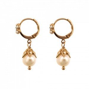 Cercei placati cu Aur roz de 24K, cu cristale Swarovski, Earl Grey | 1424/3-1132RG6-Alb/Gri, Gri/Bej-9093