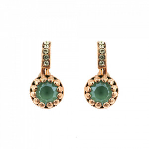 Cercei placati cu Aur roz de 24K, cu cristale Swarovski, Fern | 1160-2143RG6-Verde-5353