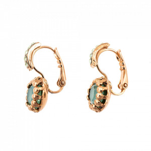 Cercei placati cu Aur roz de 24K, cu cristale Swarovski, Fern | 1160-2143RG6-Verde-5713