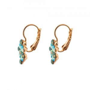 Cercei placati cu Aur roz de 24K, cu cristale Swarovski, Fern | 1164/1-2143RG6-Verde-5723