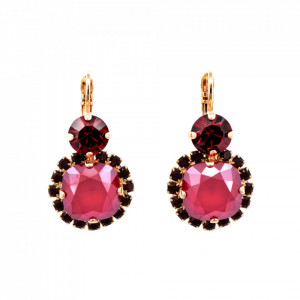 Cercei placati cu Aur roz de 24K, cu cristale Swarovski, FireFly | 1326/10-2140RG6-Rosu-5393