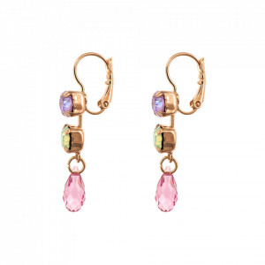 Cercei placati cu Aur roz de 24K, cu cristale Swarovski, Lavender | 1008/2-1910RG6-Multicolor-1693