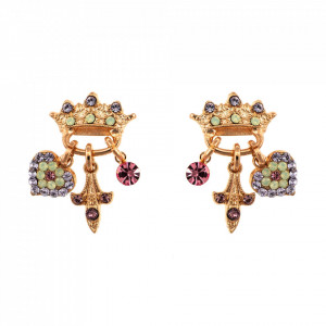 Cercei placati cu Aur roz de 24K, cu cristale Swarovski, Lavender | 1543/1-1910RG2-Multicolor-6143
