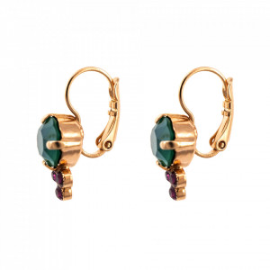 Cercei placati cu Aur roz de 24K, cu cristale Swarovski, Luck | 1010-1033RG6-Verde/Fuchsia-9153