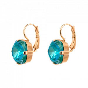 Cercei placati cu Aur roz de 24K, cu cristale Swarovski, Nightfall | 1326/4-142RG6-Verde-5813