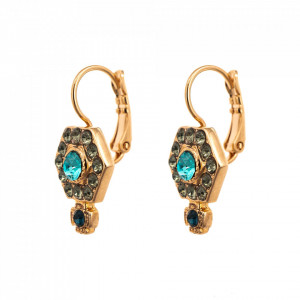Cercei placati cu Aur roz de 24K, cu cristale Swarovski, Nightfall | 1411/3-1114RG6-Albastru-5943