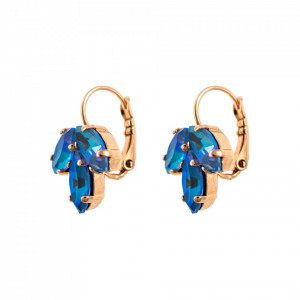 Cercei placati cu Aur roz de 24K, cu cristale Swarovski, Ocean DeLite | 1238/5-143143RG6-Albastru-5903