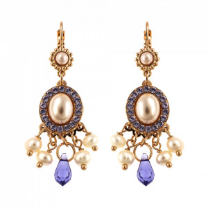 Cercei placati cu Aur roz de 24K, cu cristale Swarovski, Romance | 1198-139-10RG6-Multicolor-5503