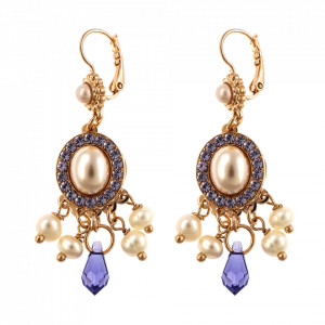Cercei placati cu Aur roz de 24K, cu cristale Swarovski, Romance | 1198-139-10RG6-Multicolor-5803