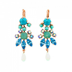 Cercei placati cu Aur roz de 24K, cu cristale Swarovski, Sapphire Sky | 1529-2677RG6-Verde-6113