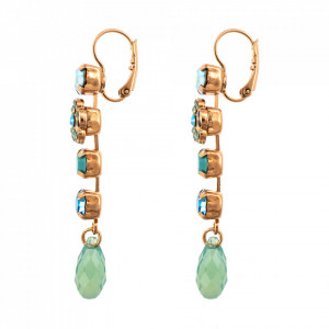Cercei placati cu Aur roz de 24K, cu cristale Swarovski, Sapphire Sky | 1504/1-2677RG6-Turquoise-9183