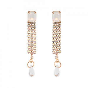 Cercei placati cu Aur roz de 24K, cu cristale Swarovski, Seashell | 1518/1-M1201RG2-Alb-6103
