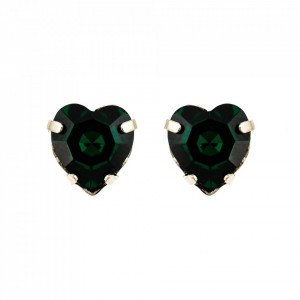 Cercei placati cu rodiu, cu cristale Swarovski, Emerald | 1100/2-205RO2-Verde-1893